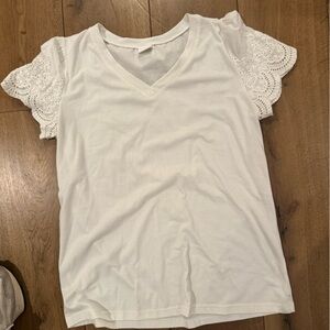 White Eyelet Sleeve Top